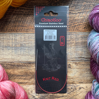 ChiaoGoo Red Fixed Circular Knitting Needles - 9" (23cm)