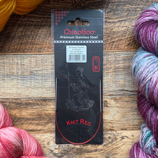 ChiaoGoo Red Fixed Circular Knitting Needles - 9" (23cm)
