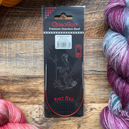ChiaoGoo Red Fixed Circular Knitting Needles - 9" (23cm)