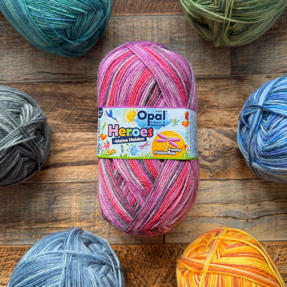 Opal Heroes 4ply Sock Yarn - Funny Flatterflug 100g