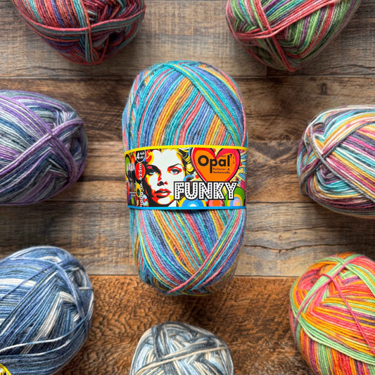 Opal Funky 4ply Sock Yarn - Marching Dancing Shoes 100g